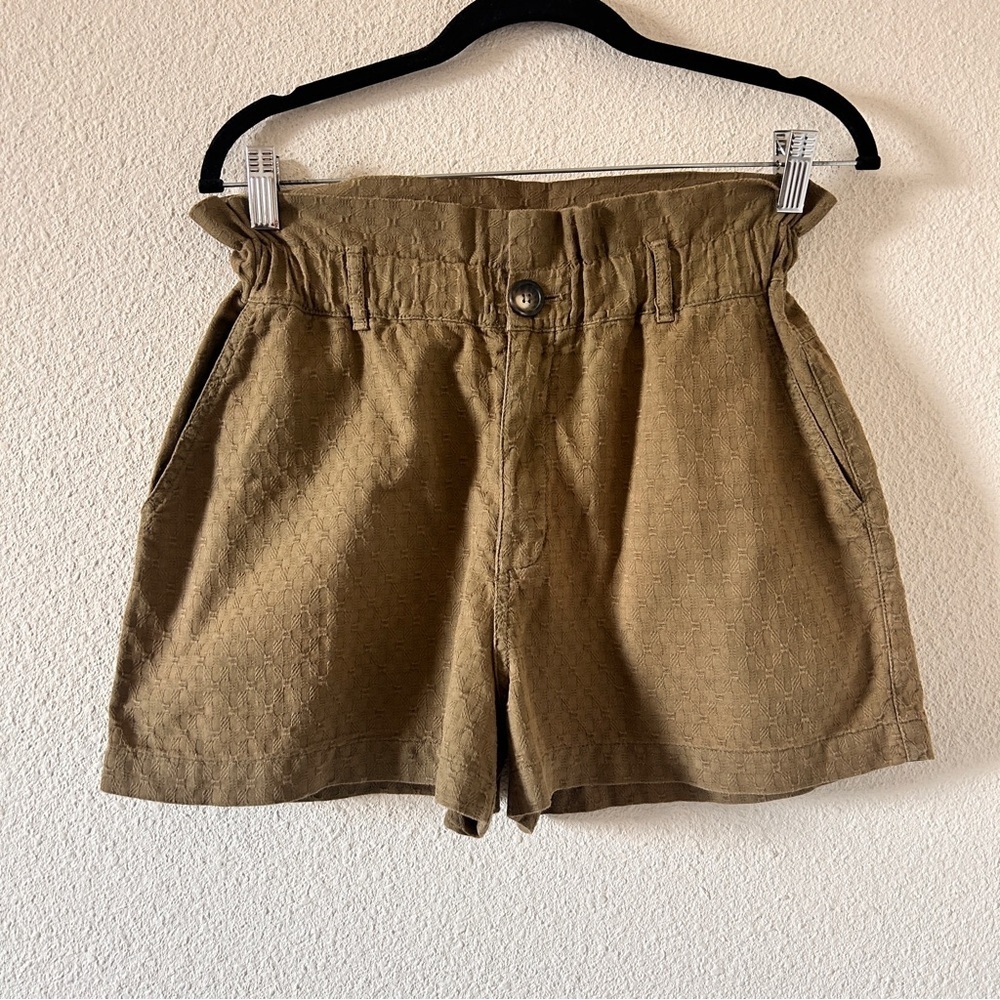 AMADI Paper Bag Shorts Women’s XSmall Olive Green Cutesy Boho Dressy Cottagecore